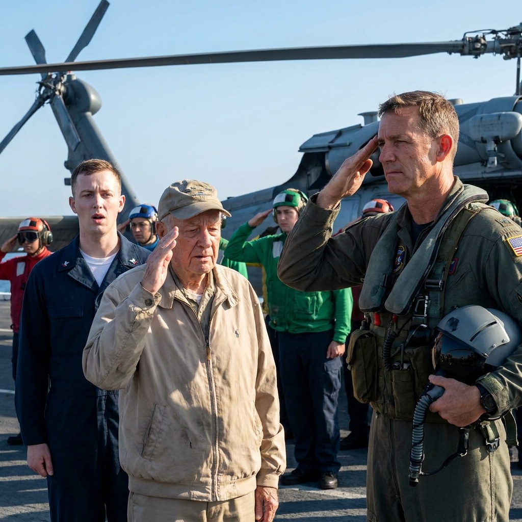 My commander humiliated me on the flight deck and ordered me removed from the ship. I was 86 years old. Then a Seahawk landed against his direct orders and a pilot stepped out and saluted me.