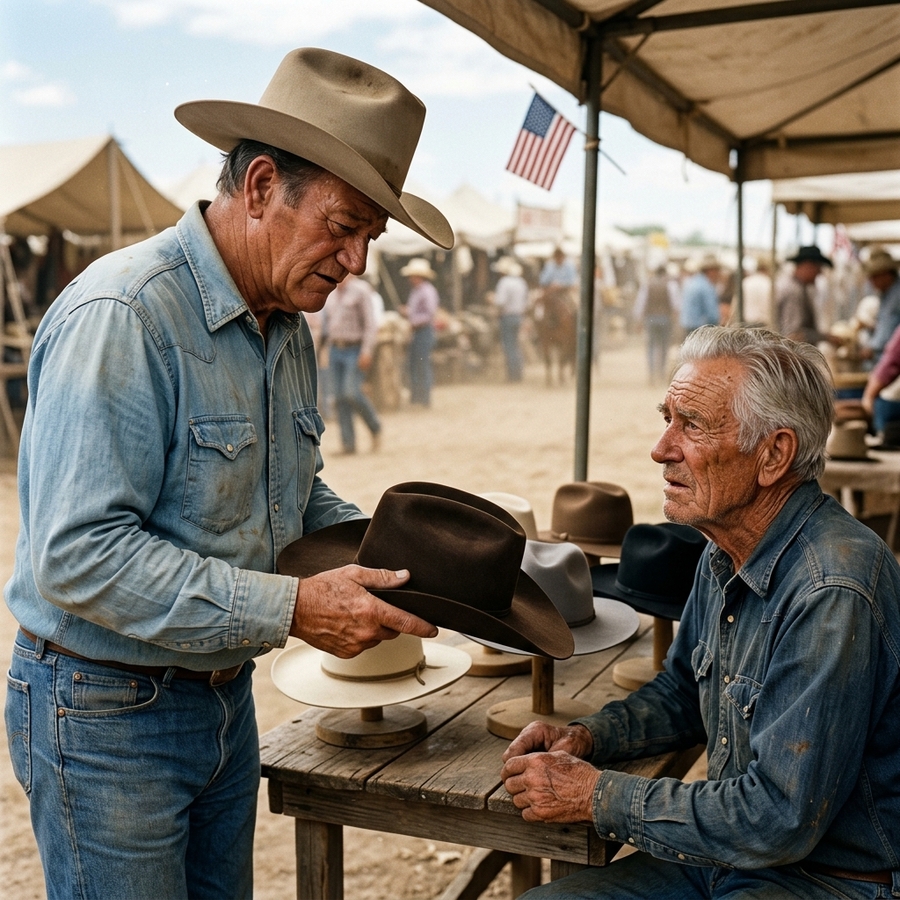 He Had 37 Hats and No Buyers—Then John Wayne Noticed the One He’d Never Sell