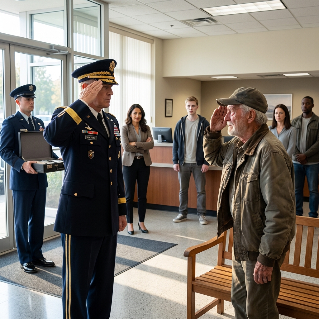 They Called Him a Fake Veteran and Told Security to Escort Him Out — Then Someone Ran the Name on the Brass Plaque on the Wall and Every Person in That Bank Went Still