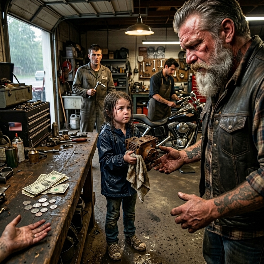 She Gave a Biker $3.17 and a Rusted Motorcycle Part — What He Found in Our Garage Left Everyone Speechless