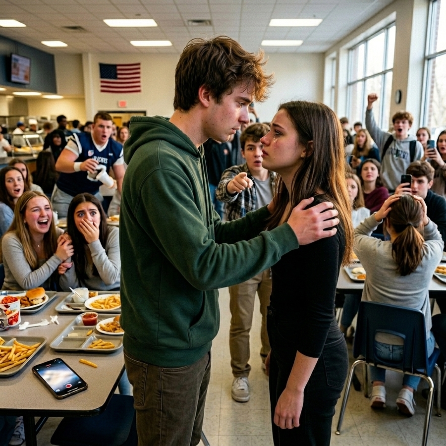 She Dared Me, the Invisible Guy, to Kiss Her in a Crowded Cafeteria as a Cruel Joke — But When I Actually Did It, a Single Tear Rolled Down Her Cheek and Her Whisper Changed Everything I Thought I Knew