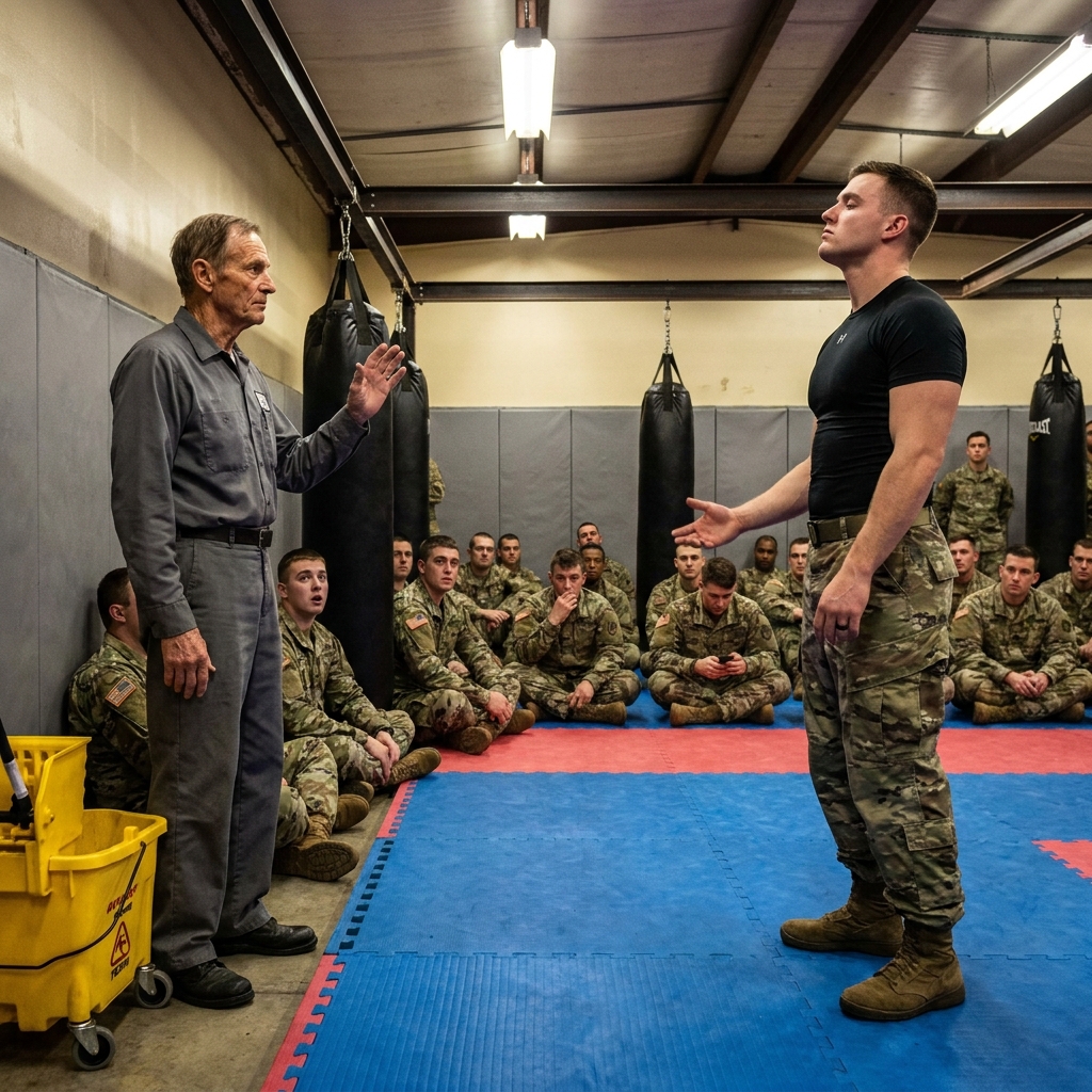 My MMA instructor told me to get out of his combatives class and stick to mopping floors. Then the Command Sergeant Major drove across base to salute the janitor.