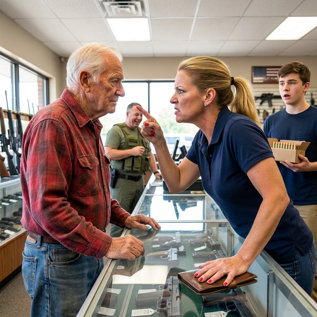 She Was Going to Call the Police on the Old Man in the Faded Flannel Until a Colonel Walked in and Saluted the Wallet He Was Carrying