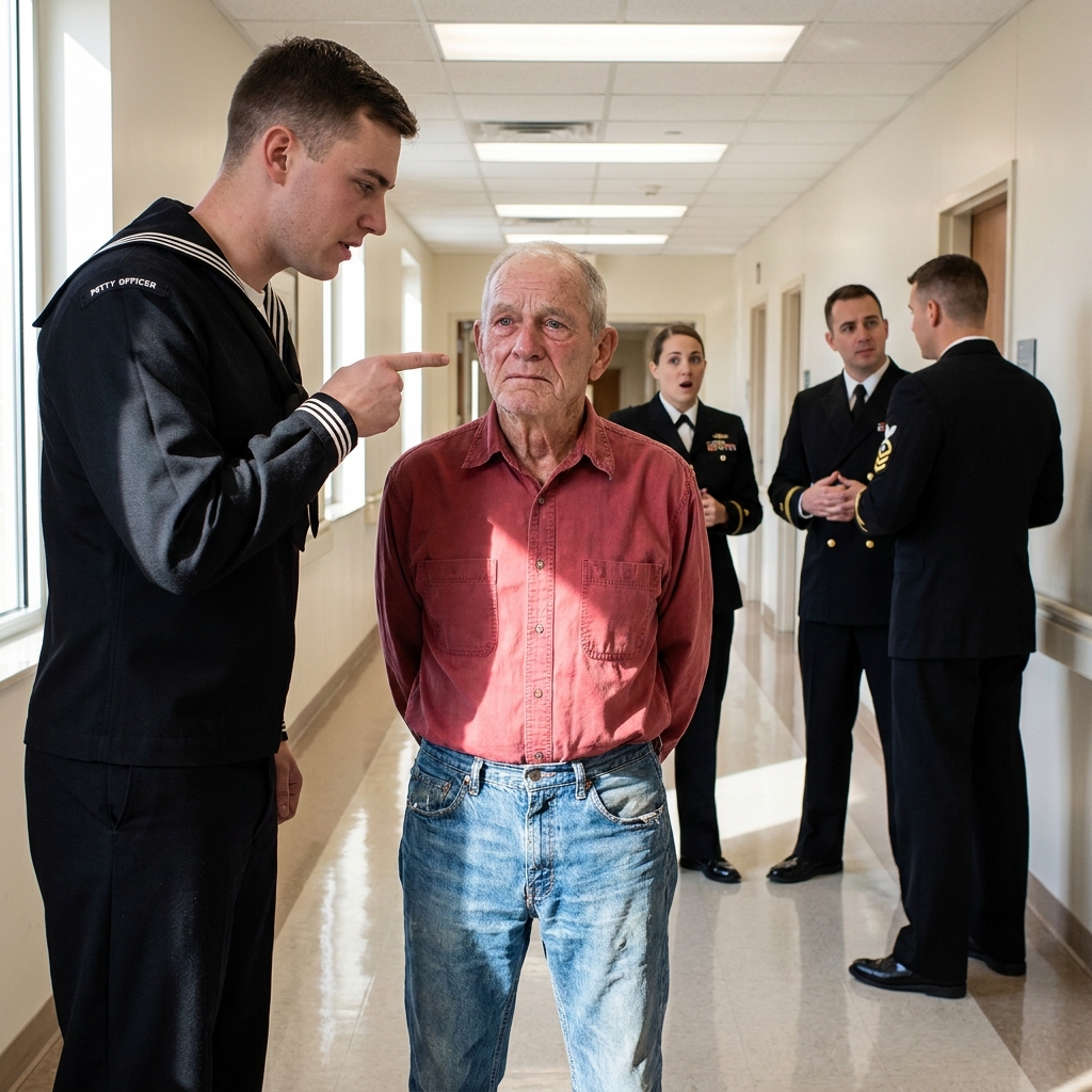 They arrested an 81-year-old man for impersonating a Navy SEAL at a secure military facility. When the Vice Admiral saw the faded tattoo on his forearm, he stopped mid-stride and saluted first.