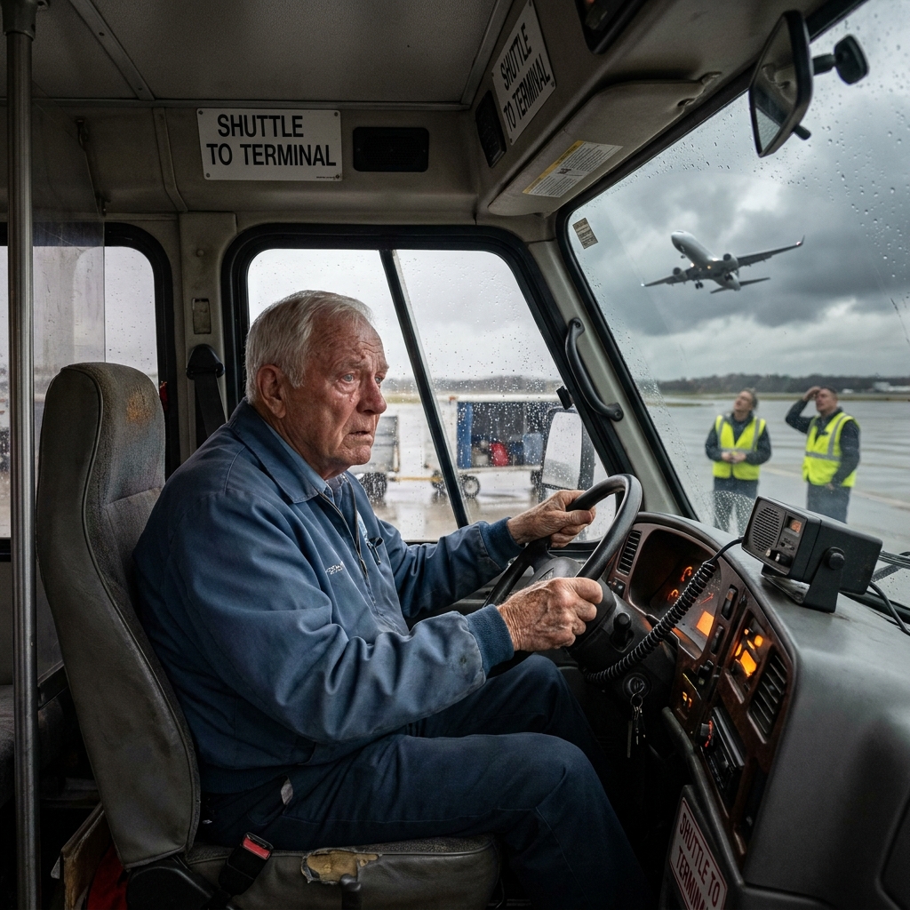 My name is Frank Donovan. I’m 82 years old and I drive an airport shuttle bus for $8 an hour. When Flight 447 lost all hydraulics at 30,000 feet, I picked up my radio and told the pilots to aim for the threshold and drive it down like a carrier landing.