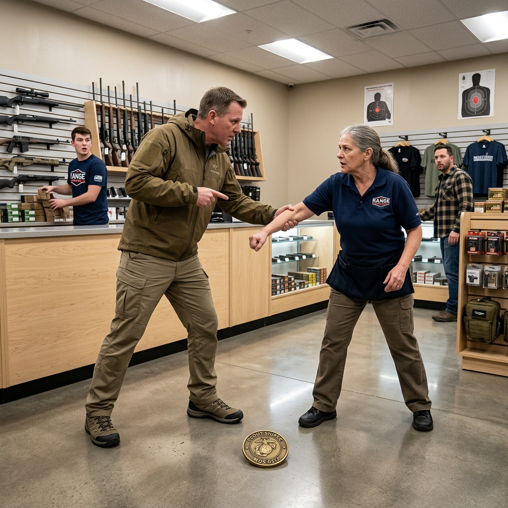 “SHE’S JUST THE JANITOR,” THE RANGE OWNER LAUGHED AS HE TOSSED A RIFLE AT MY FEET