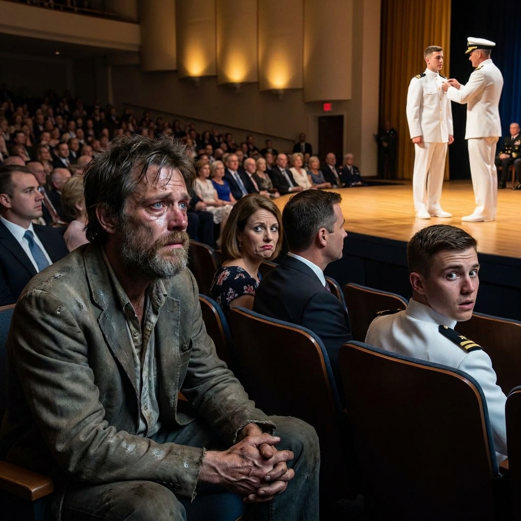 I was homeless when I walked onto Coronado for my son’s SEAL graduation. My sleeve slid back — the Admiral saw my tattoo and whispered a name that stopped the room.