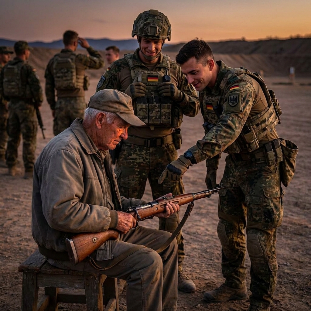 Two German Snipers Mocked the Old Man’s Rifle and Told Him to Leave the Range — Then Someone Ran His Lapel Pin and the Control Tower Paged “Spectre 1”