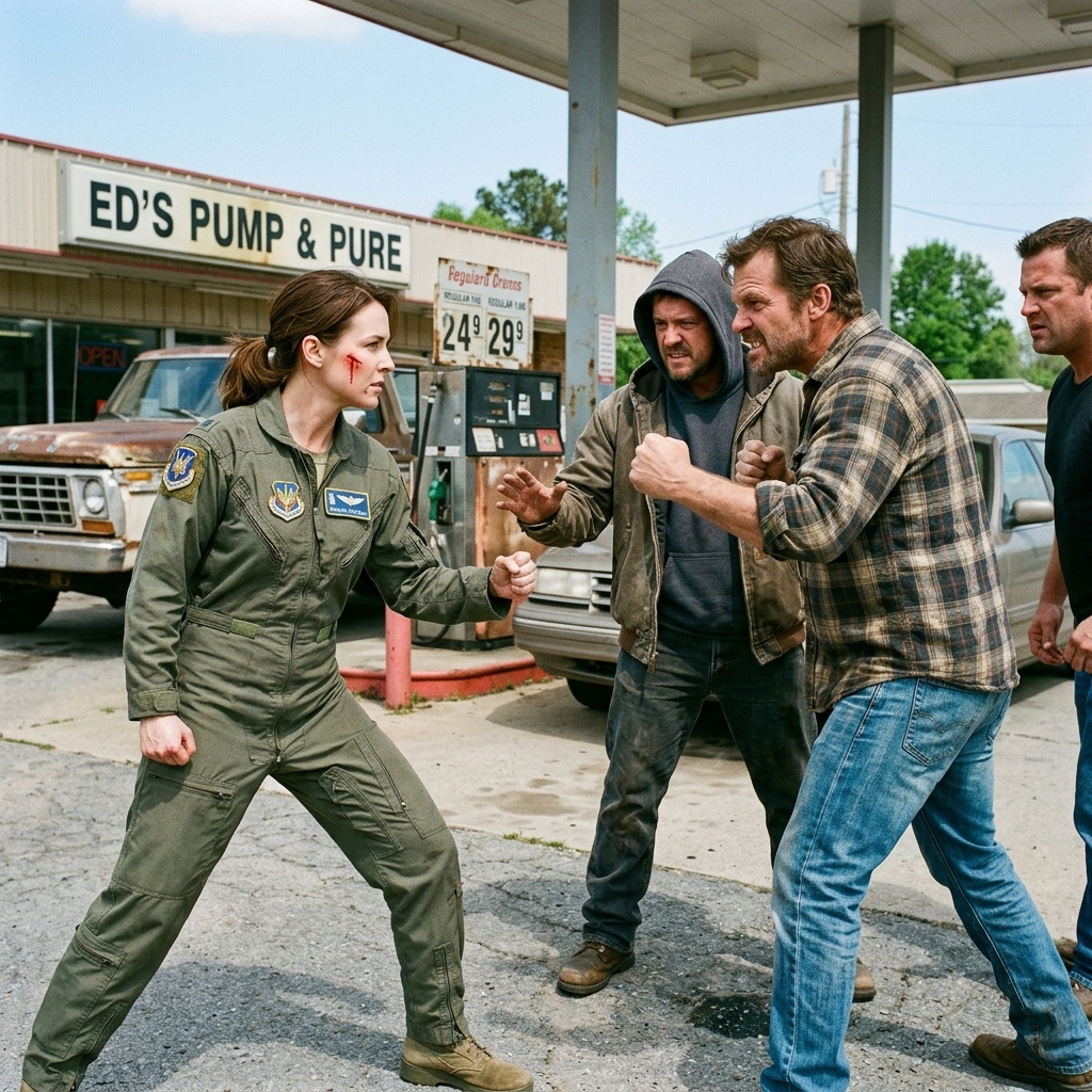 “Last Warning!” I Told the Three Men Cornering Me at the Gas Station — Then My Duffel Spilled to Reveal My Navy SEAL Combat Wings. You Won’t Believe What Happened Next.