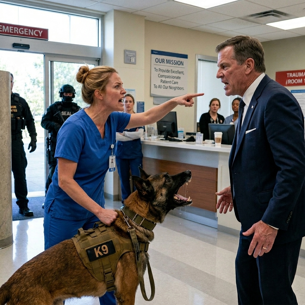 My hospital administrator publicly stripped my medical badge for protecting a wounded veteran’s dog. Out in the freezing rain, I watched the blacked-out SUVs arrive. Six.