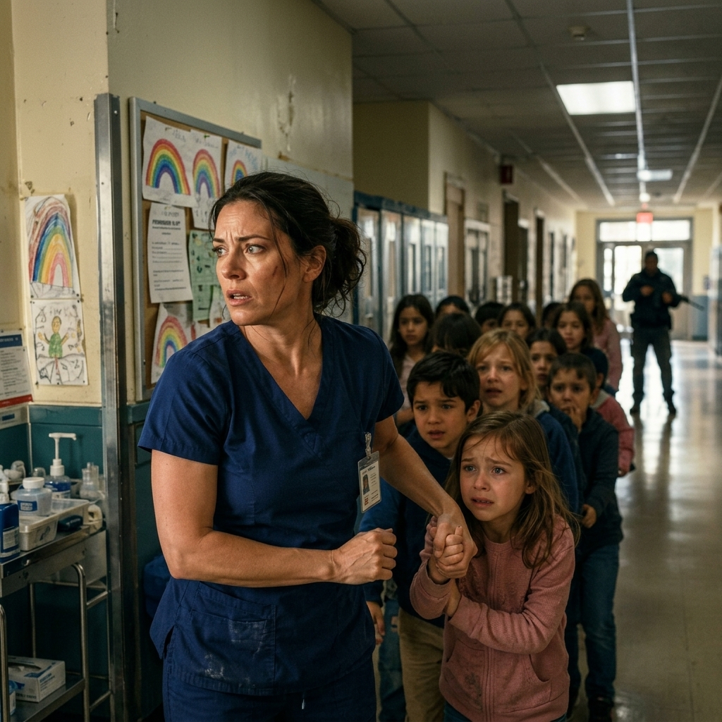 A school nurse is insulted by her boss as useless — but her actions, using military medic skills, save a life.