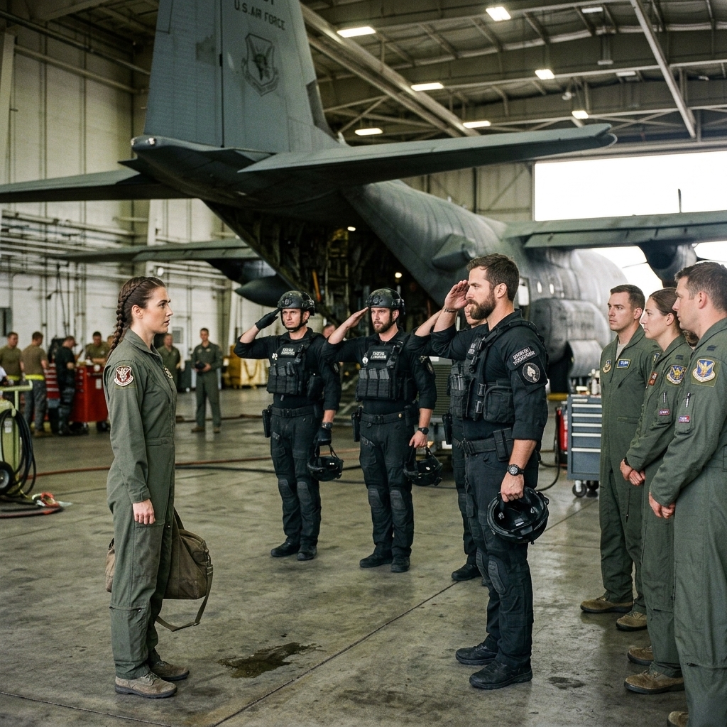 A black ops commander saluted a “trainee” in a blank flight suit — after an elite fighter squadron laughed her out of the ready room