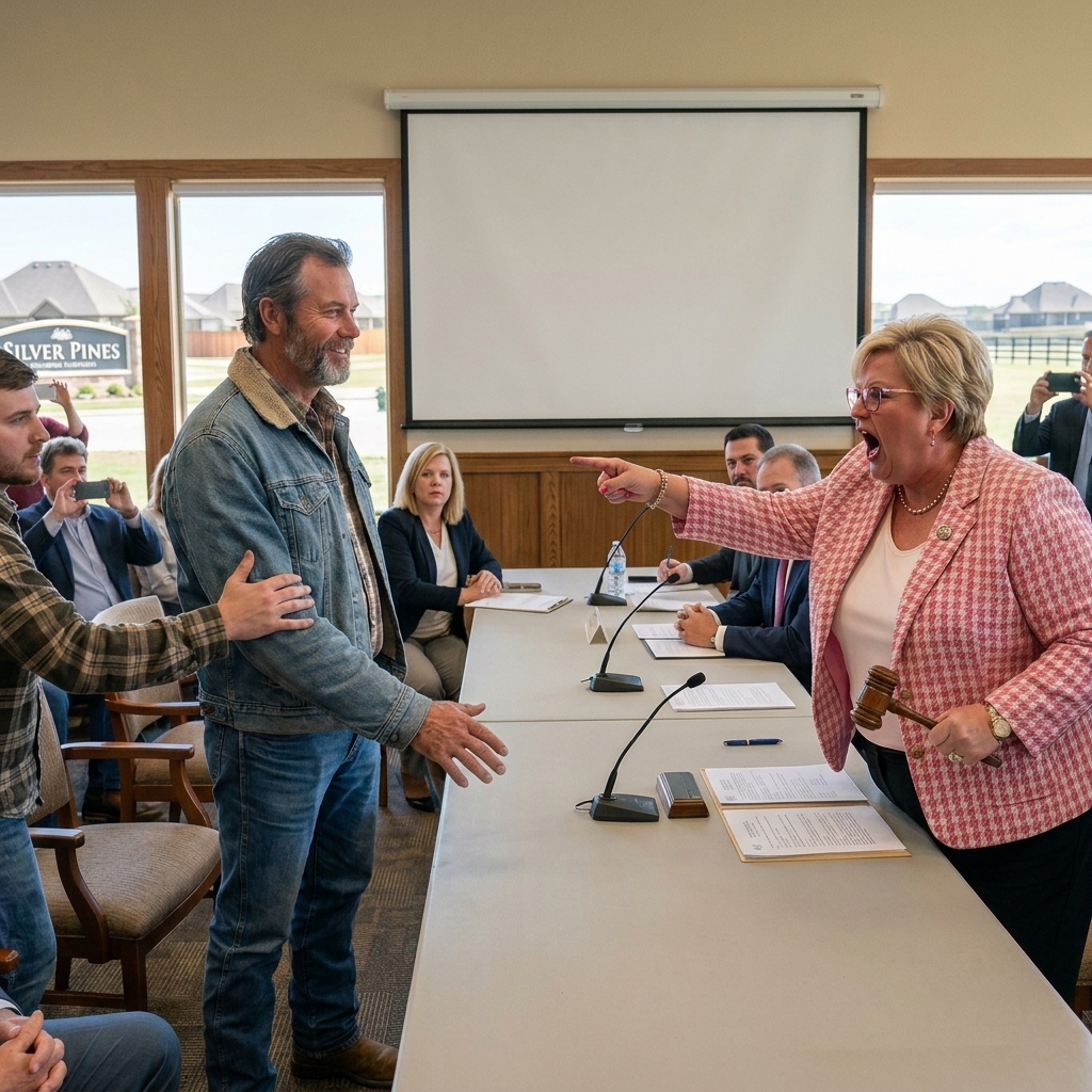 My HOA president fined me $5,000 and demanded I sell my ranch to her neighborhood — then I showed her the 1991 ground lease my father left me. Her face went pale in front of the entire room.