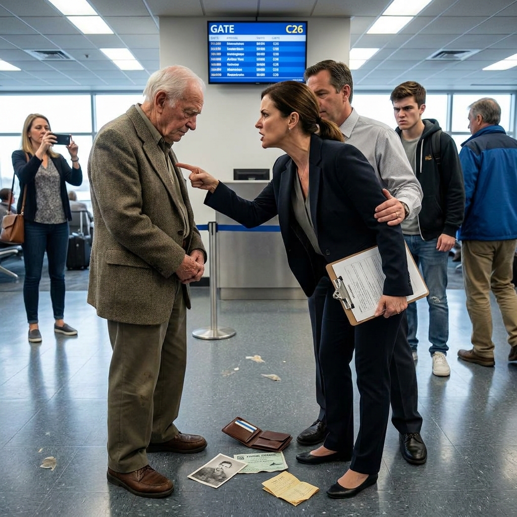 The gate agent told me my priority boarding meant nothing and called security while I was traveling to my unit reunion. I placed a folded yellowed paper on her podium and said nothing.