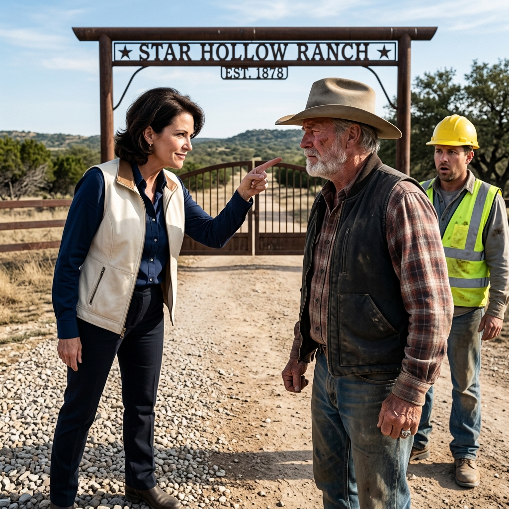 AN ARROGANT HOA PRESIDENT BROUGHT EXCAVATORS TO MY TEXAS RANCH TO FORCE A $9 MILLION PIPELINE THROUGH MY DEAD WIFE’S MEADOW — UNTIL SHE SAW WHAT WAS ENGRAVED ON THE RING OF THE “DUMB FARMER” SHE CROSSED. WILL SHE GO TO JAIL?