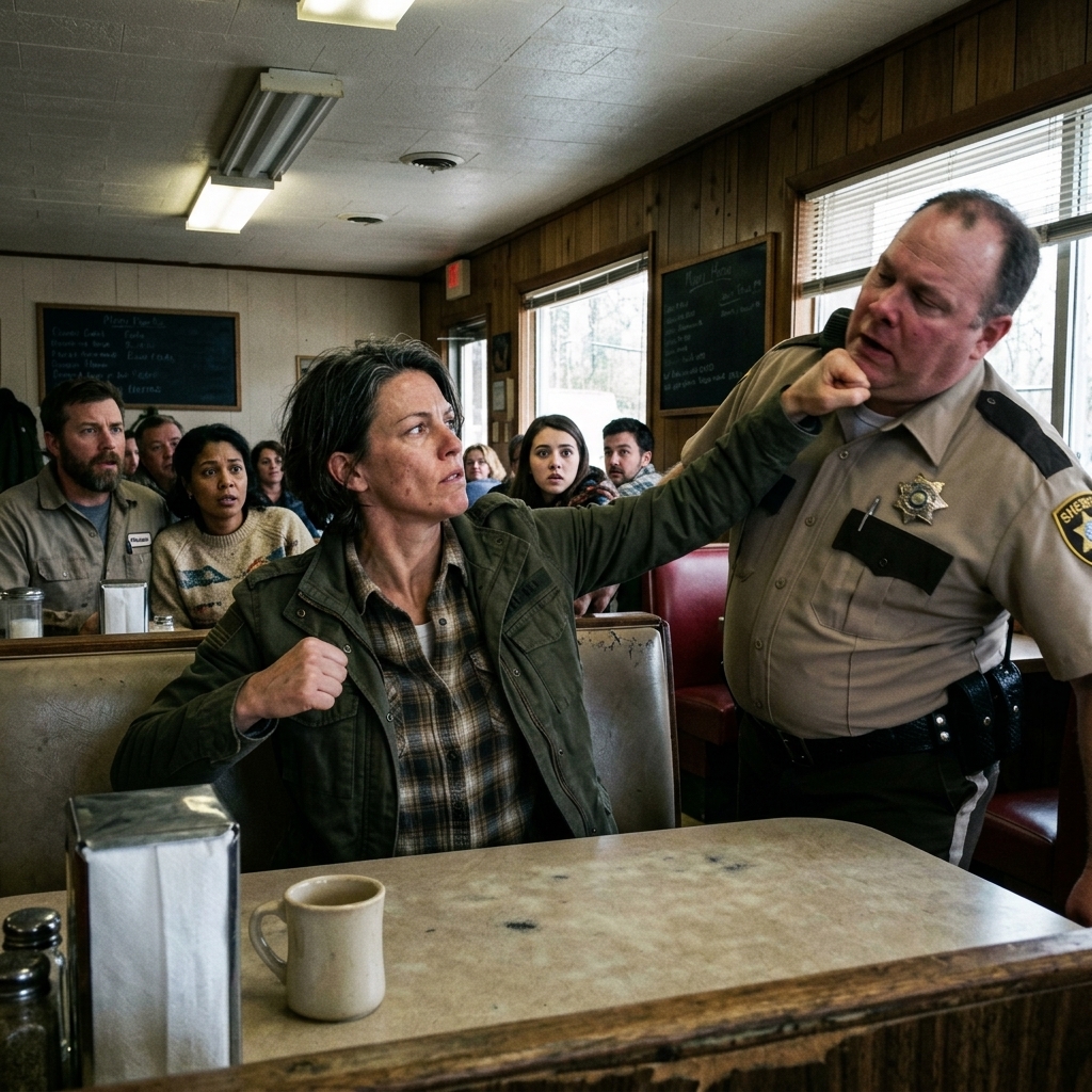 She Only Wanted a Quiet Life in a Remote Mountain Town After Years of Dangerous Military Service, but a Sheriff Looking for an Easy Target Inside a Small Diner Made One Cruel Decision That Slowly Set Off a Chain Reaction No One in That Town Was Ready to Witness