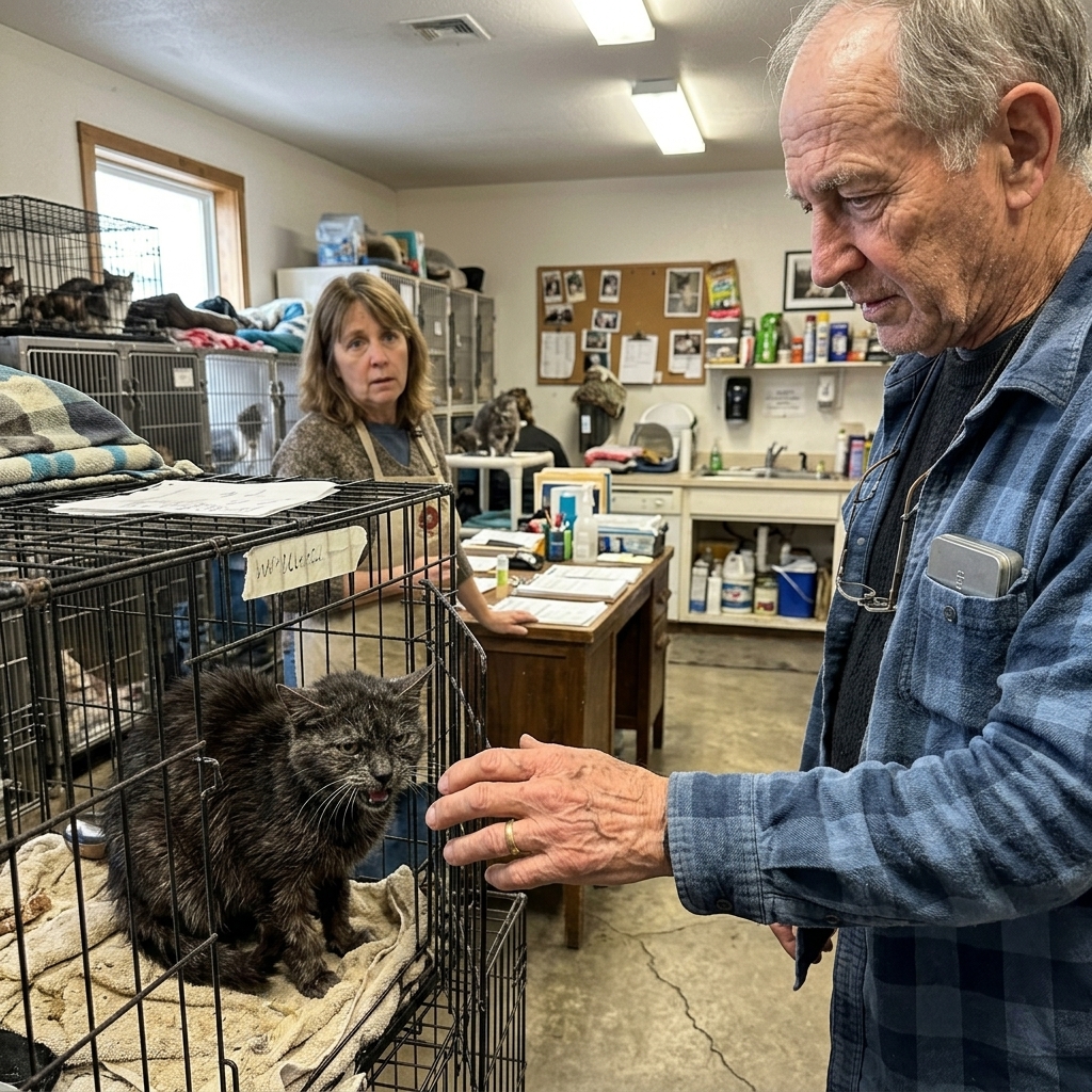 WHOLE STORY: I’d just finished labeling another adoption folder for a cute kitten when the old man walked in, and in the ten seconds it took for him to ask for