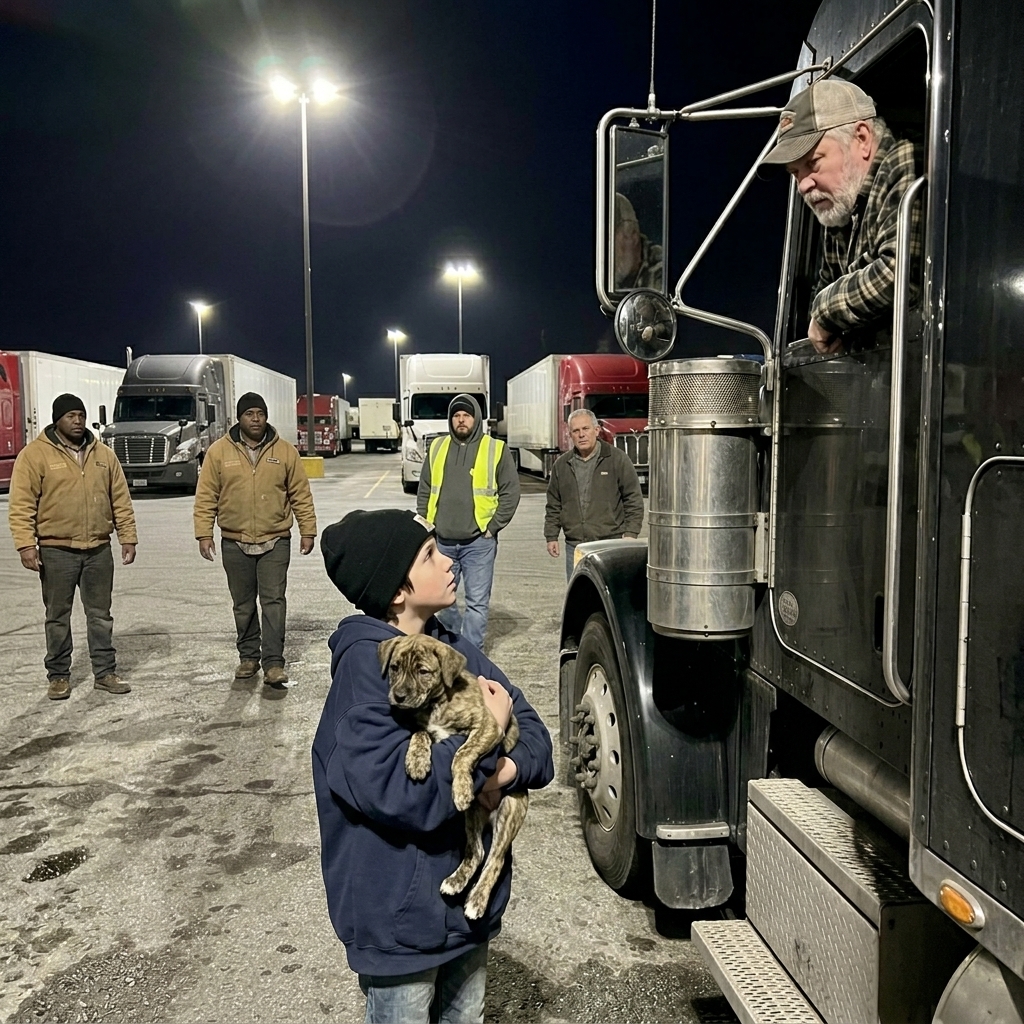 WHOLE STORY:I thought I was just helping a cold kid and his puppy that night — until other truckers found the secret footage that turned that boy’s foster home into a nightmare, and suddenly we were all driving toward something none of us could ignore.