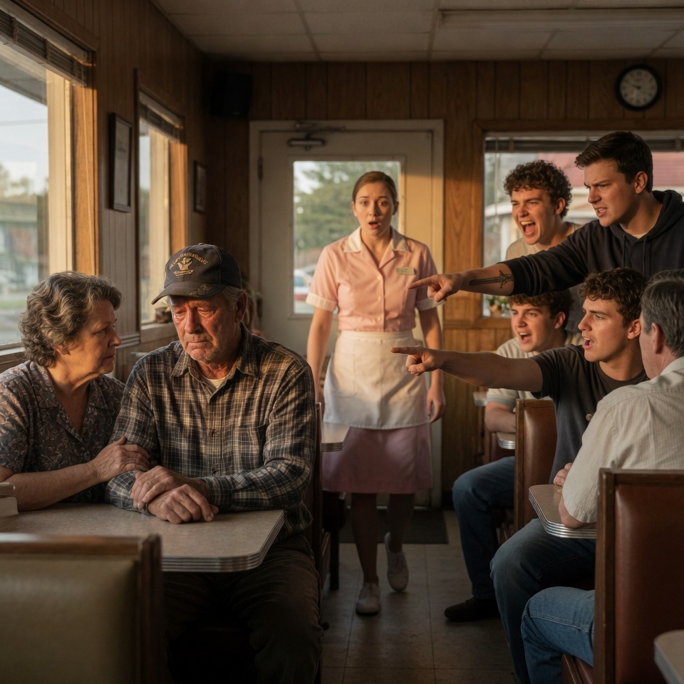 Four young men mocked my Navy cap and called me a fake veteran in front of the whole diner. I walked out to my truck and came back with a tan folder I hadn’t opened in forty years.