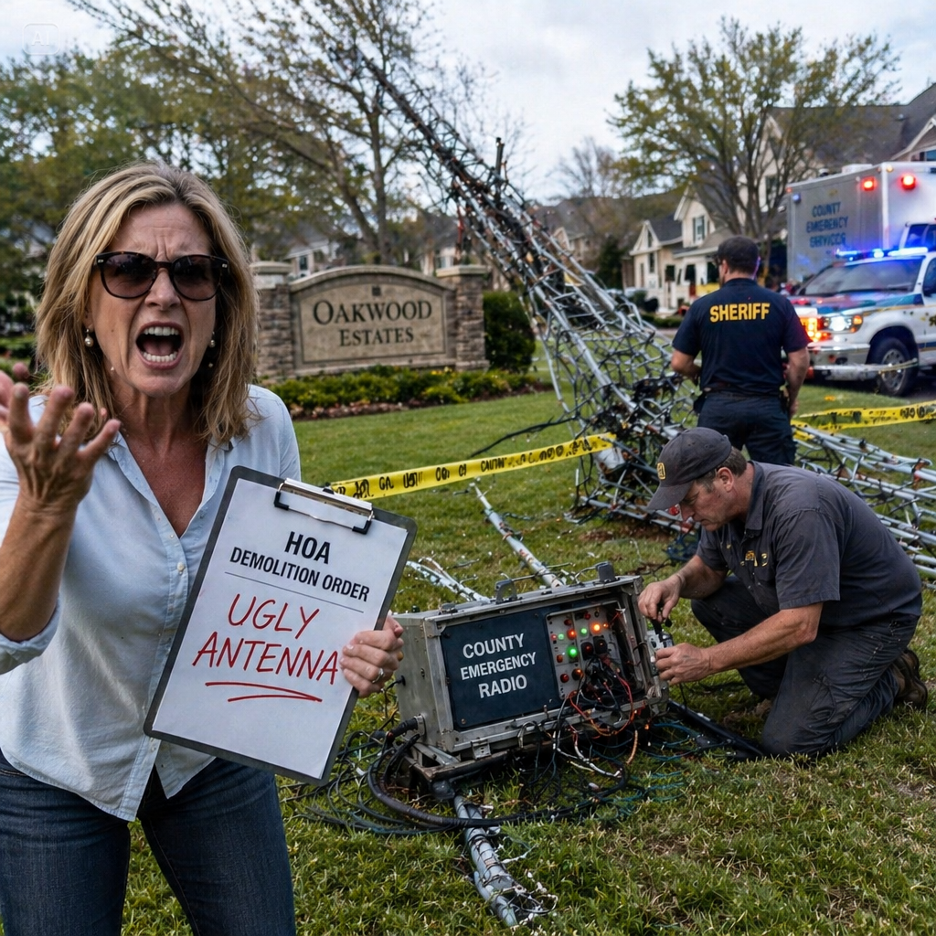 My HOA president demolished my 50-foot radio tower and left a note saying “Have a blessed day”