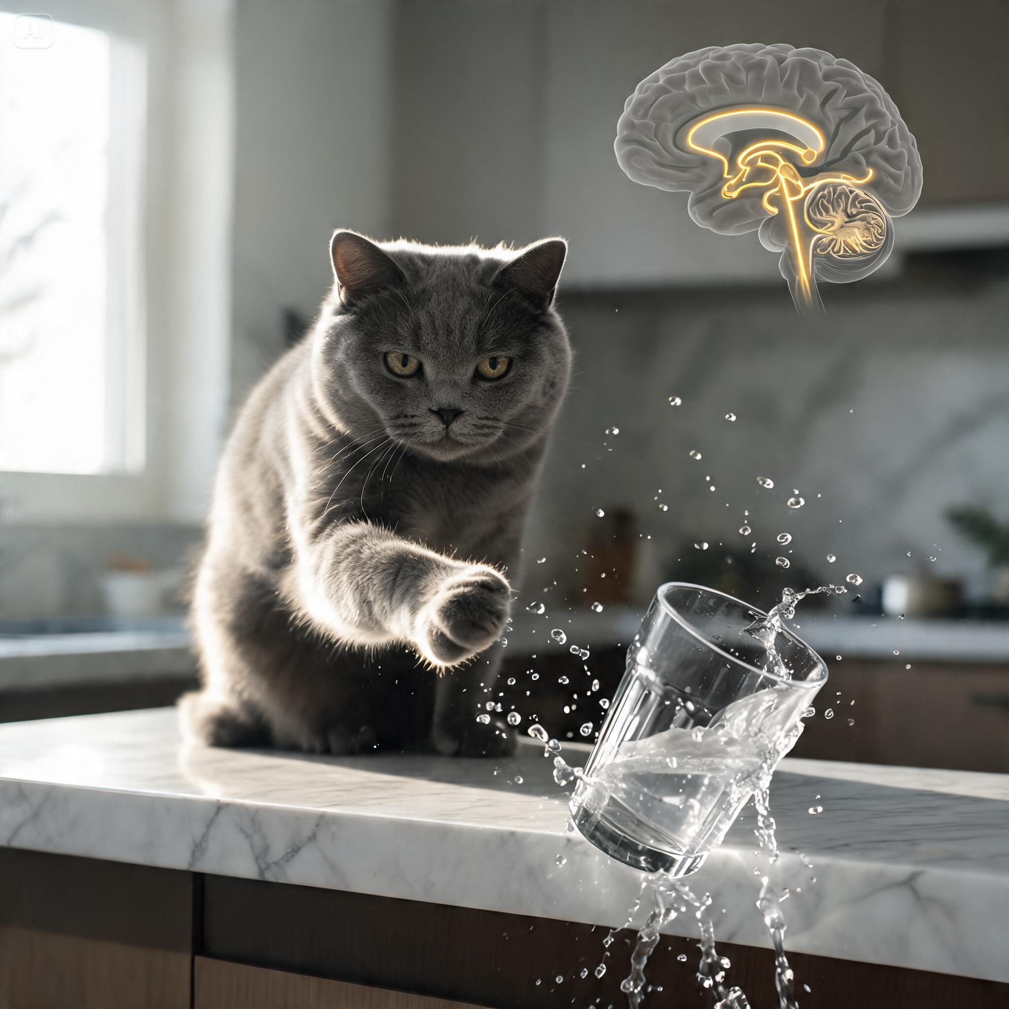 WHY DOES YOUR CAT KNOCK THINGS OFF TABLES? NEUROSCIENCE FINALLY HAS THE ANSWER AND IT’S NOT WHAT YOU THINK