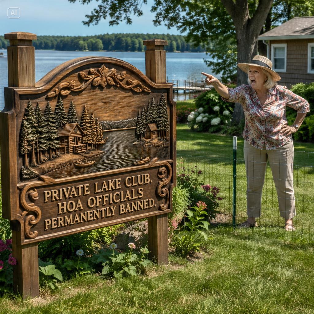 HOA KAREN TRIED TO FINE ME FOR FISHING, SO I BOUGHT THE LAKE AND PUT UP ‘RESIDENTS NOT WELCOME’ SIGNS THAT…