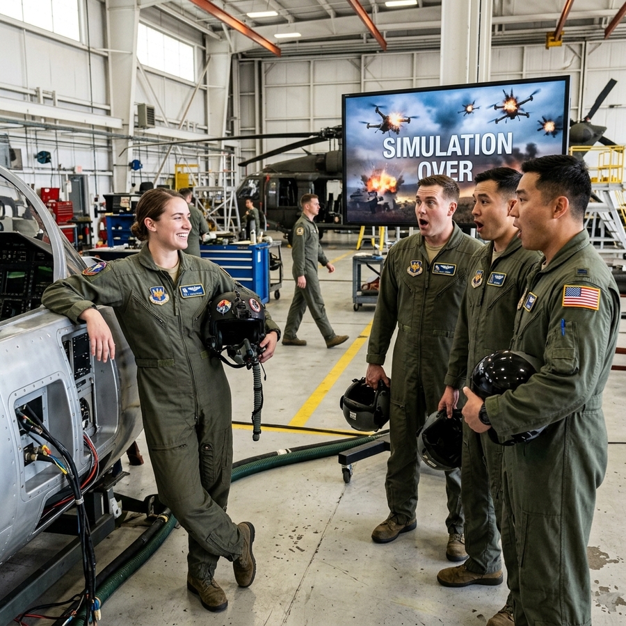 12 Elite Pilots Couldn’t Beat the AI Simulator — Then the Young Female Mechanic They All Mocked Showed Them How It’s Done in 3 Minutes