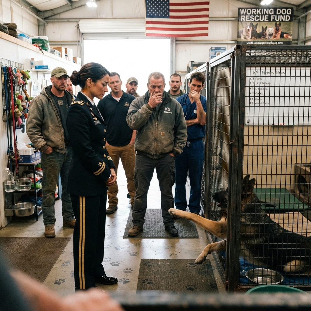 WHOLE STORY: Fifty retired military dogs FELL SILENT the moment I walked into the hangar.