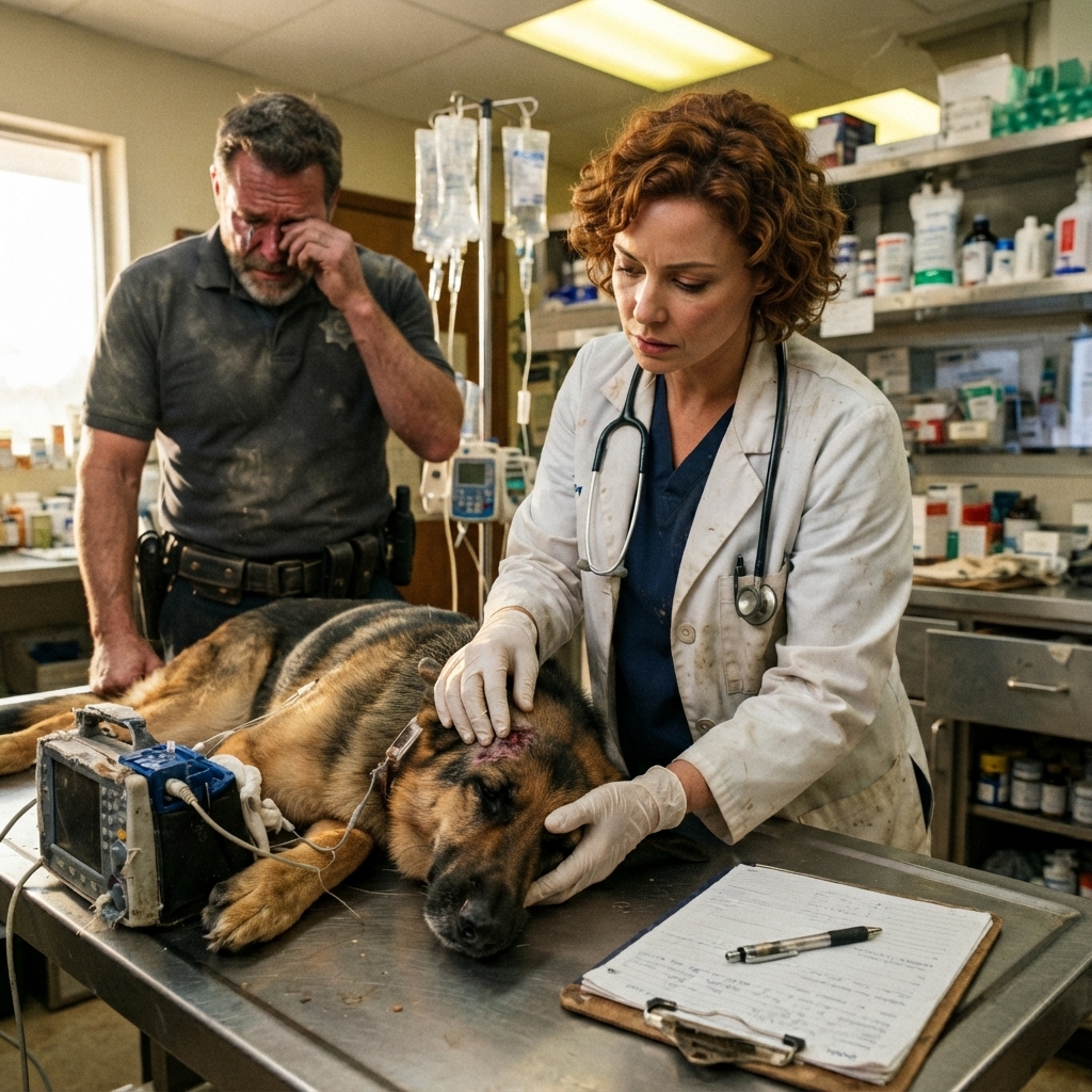 WHOLE STORY: He carried his partner through my doors like a wounded child. The German Shepherd’s breathing was shallow