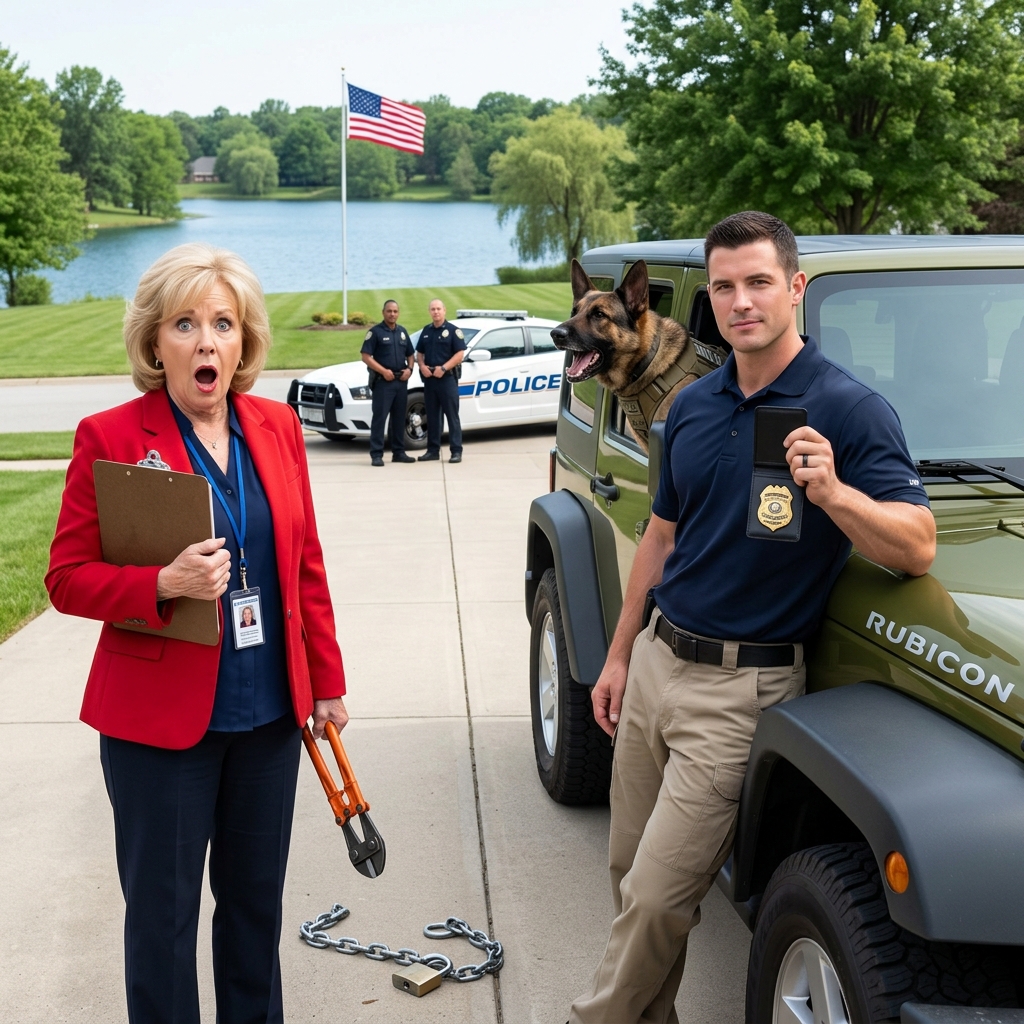 HOA Karen Cut My Steering Lock to Steal My Jeep — Then Froze Seeing the Police K9 and a SWAT Badge Inside