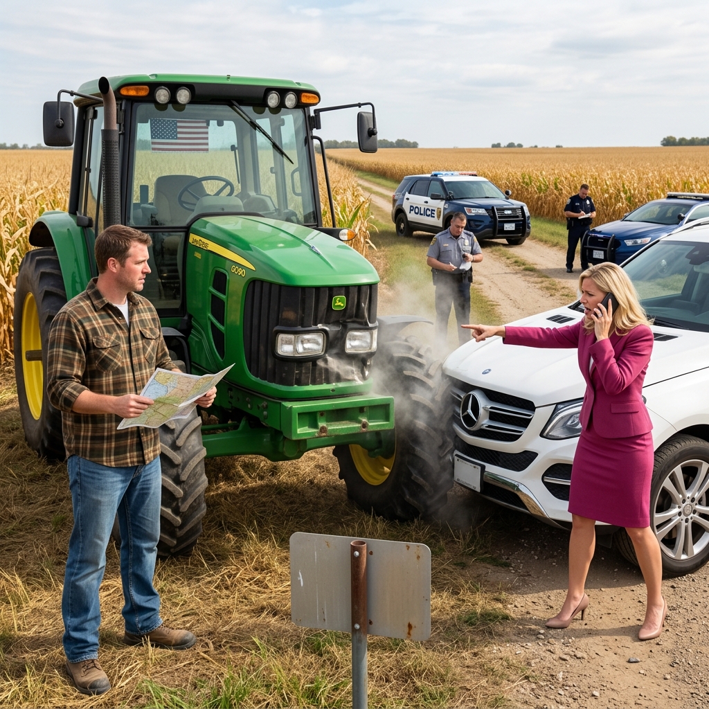 HOA Karen Crashed Her Mercedes Into My Combine During Harvest — Then She Called The Police and Claim My Land Belongs to Her HOA
