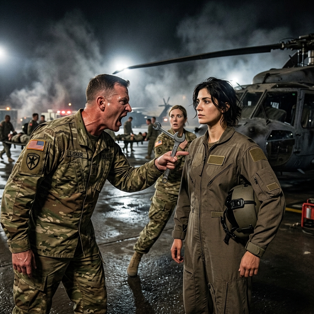 “Off my flight line, ma’am. Now, before you get someone killed,” the major shouted at the woman in the plain flight suit. She didn’t flinch. She stood there, helmet under her arm, name tapes turned in, no patch on her shoulder, and I set my wrench down because I recognized her. Eleven years earlier, on a night when a valley burned, she had spoken two words over the radio that saved my aircraft and 18 other men. The major was ordering a legend off his ramp, and I was the only one who knew it.