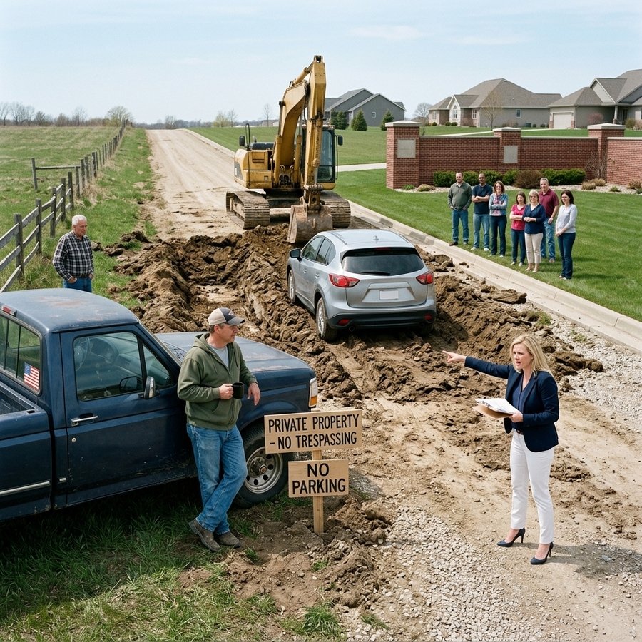 Hoa President Blocked His Farm Gate Every Morning With Her Silver SUV — So He Dug A Moat Around It And Let The Sheriff Explain The Law