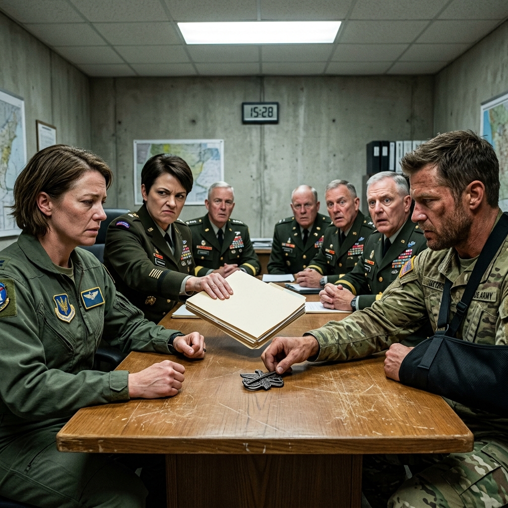 The Inspector General threatened to ruin my career for disobeying a direct flight order. I sat silently until the wounded SEAL Chief placed one heavy pin on the table.