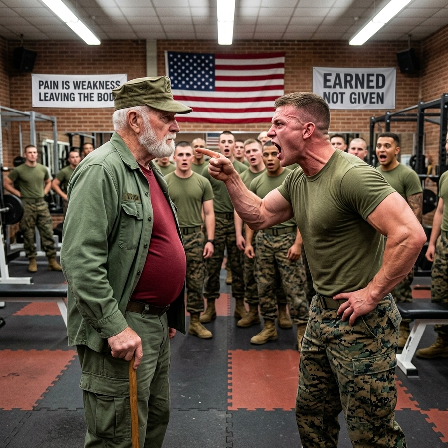 Recruits Laughed at the Potbellied 78‑Year‑Old Marine — Until He Put Three of Them on the Mat in 10 Seconds