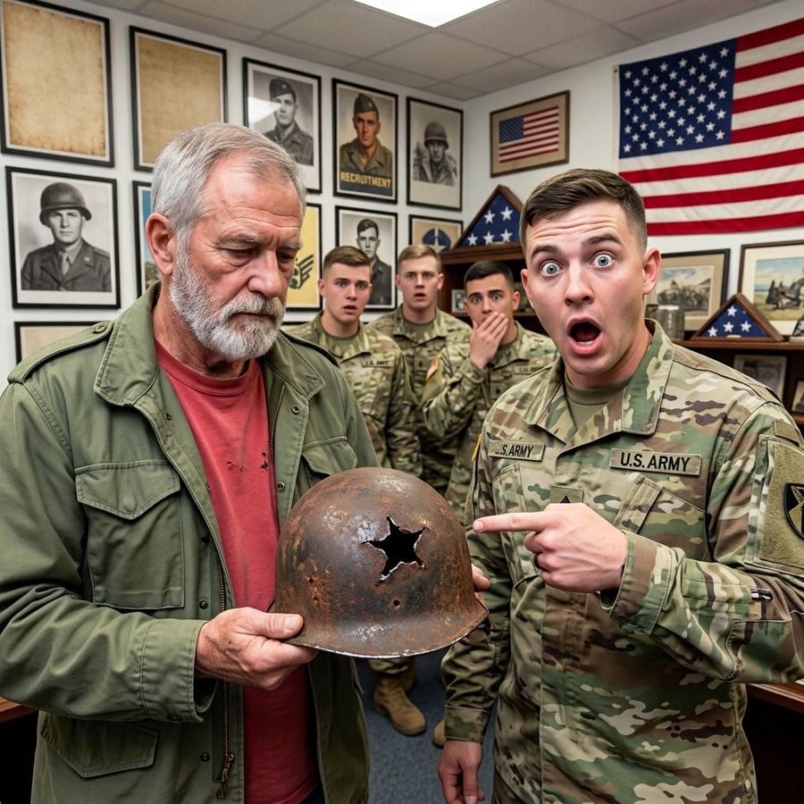 Cocky Cadet Mocked This 98-Year-Old Veteran — Until He Saw the Bullet Hole in the WWII Helmet That Saved Him at Bastogne