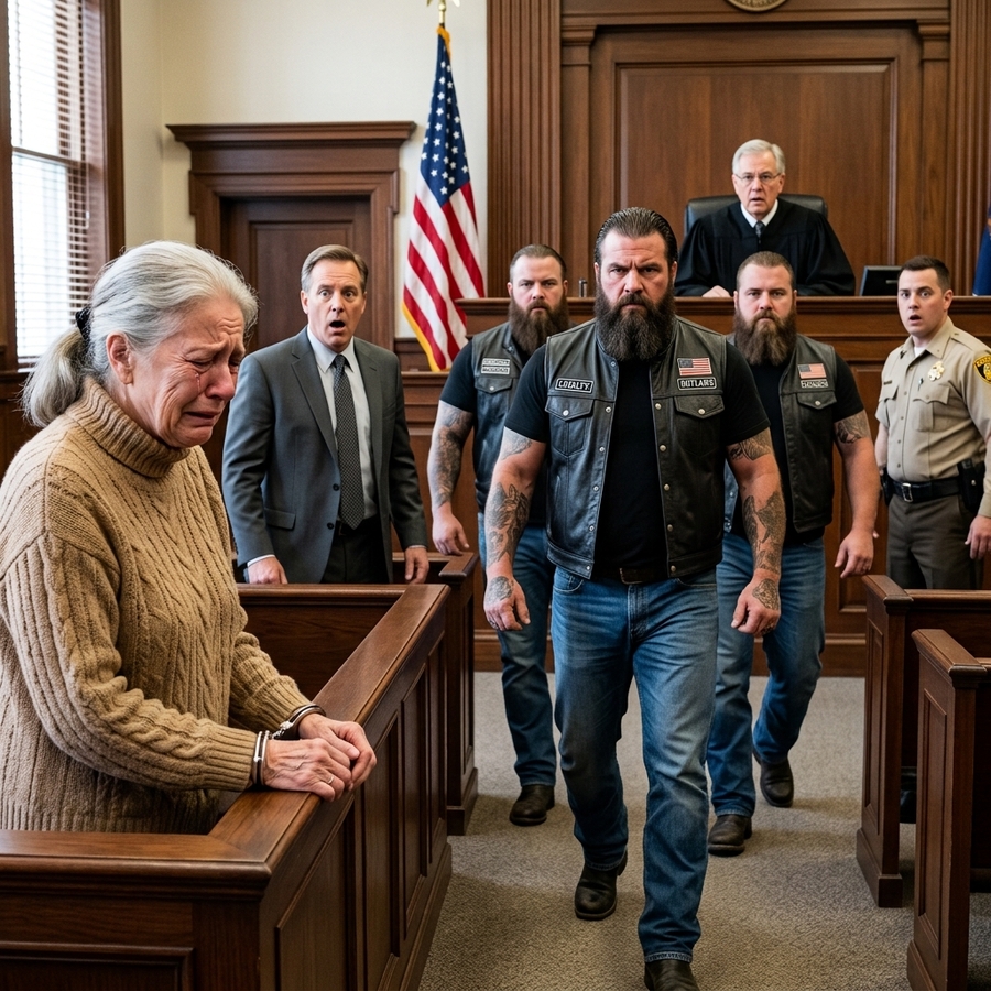 The Old Widow Took in Three Forgotten Boys — 23 Years Later They Rode Into Court as Hell’s Angels to Save Her