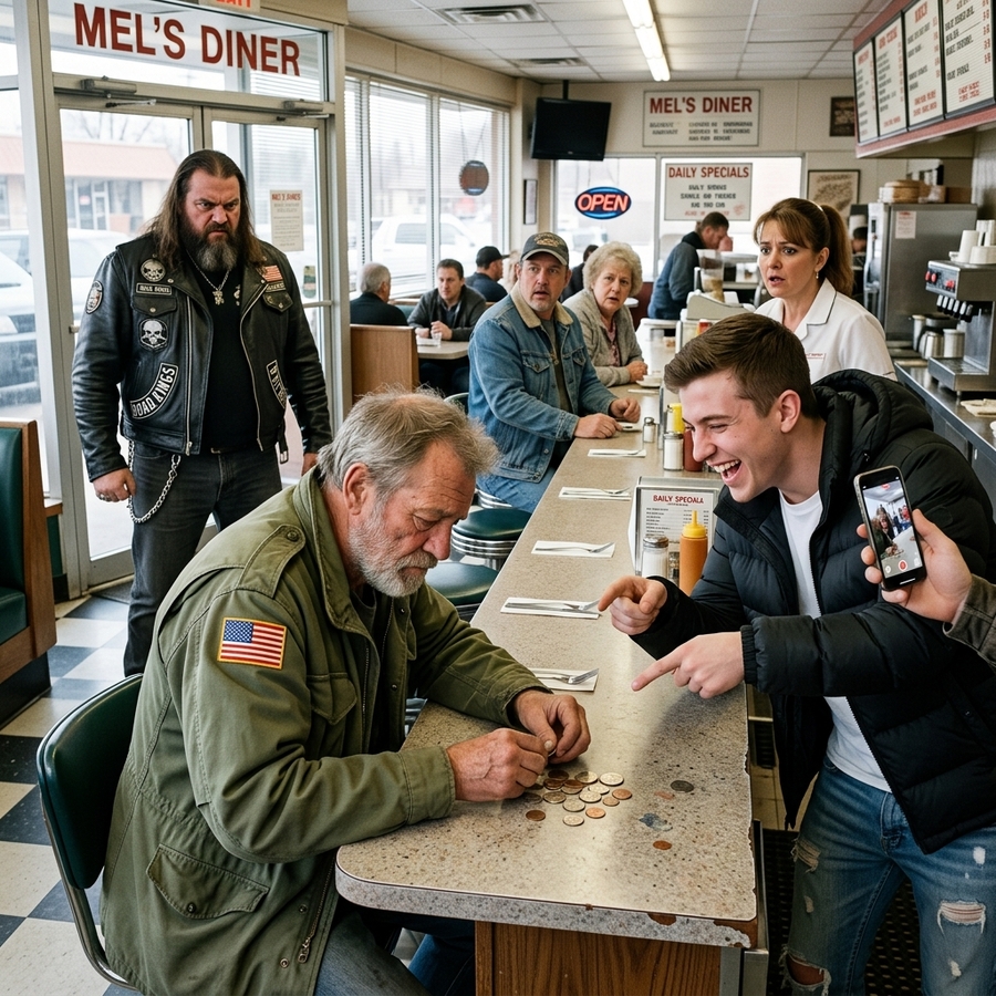 Young Teen Threw A Quarter At A Homeless Veteran And Mocked Him — A Hells Angel Stepped In And Taught A Lesson He’d Never Forget