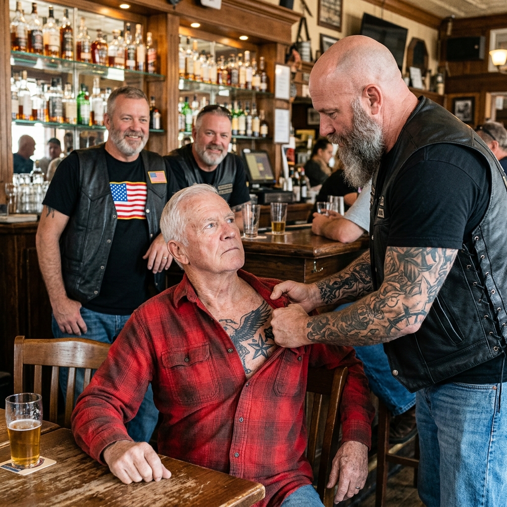 Bikers Ripped an Old Man’s Shirt in a Dive Bar and Mocked His Tattoo — They Never Realized He Was a Navy SEAL Master Chief