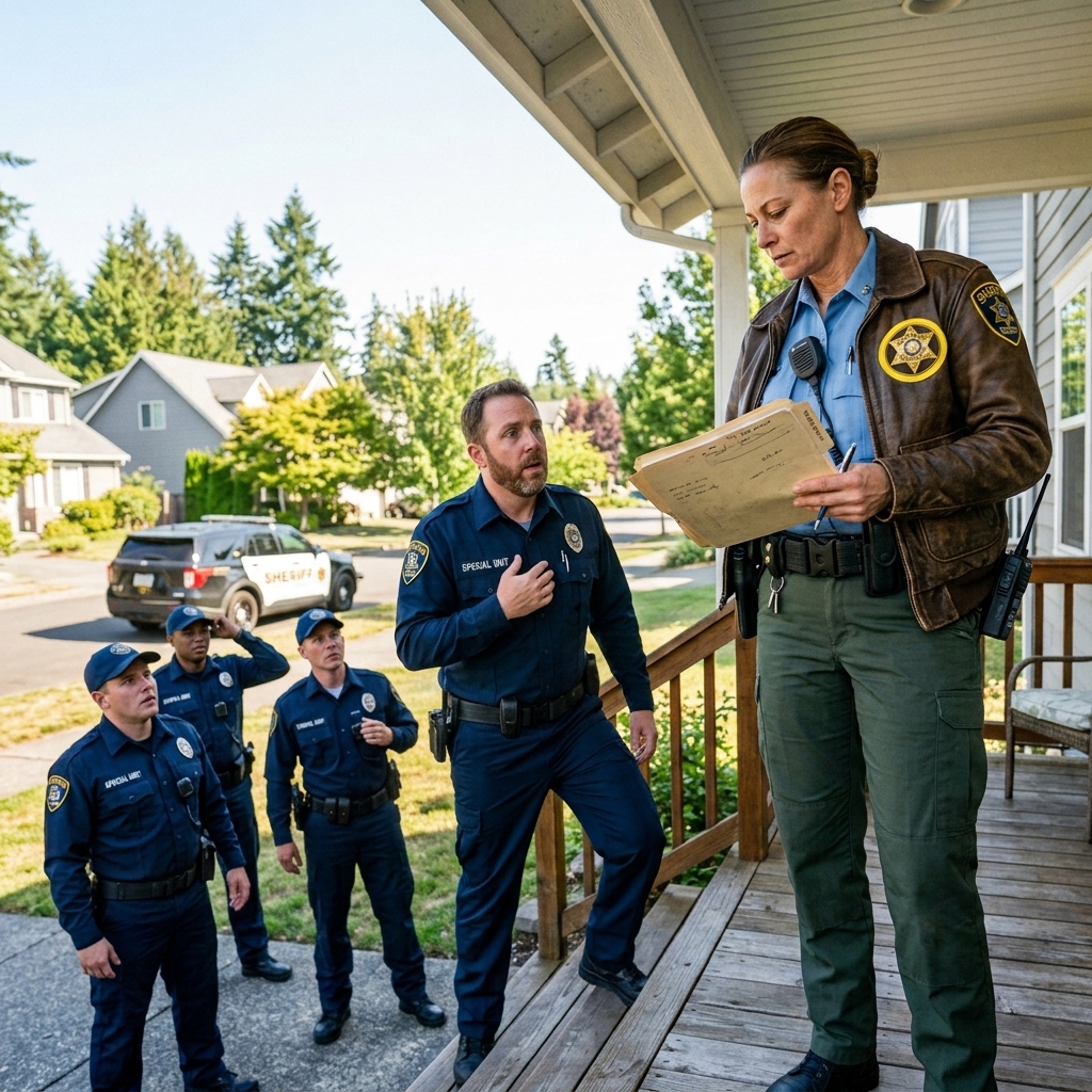 HOA Sent 4 Fake Cops to Arrest My Wife — They Froze When She Walked Out in Full Sheriff’s Uniform