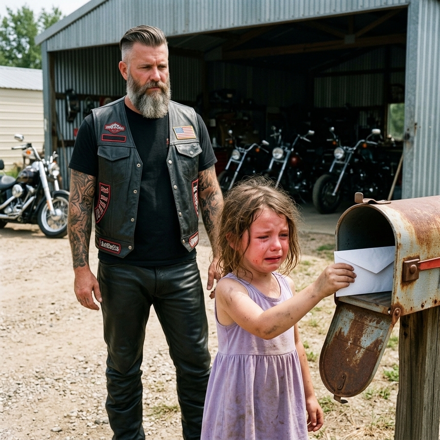 Little Girl Left Same Note in Biker’s Mailbox for 6 Days — On Day 7 He Finally Read It and Discovered A Horrifying Secret