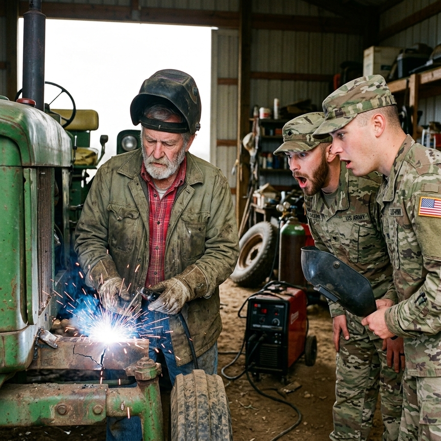 Farm Welders Gave Up on the Cracked Tractor — Until This 78‑Year‑Old Navy Vet Opened His Lunchbox and Saved the Farm