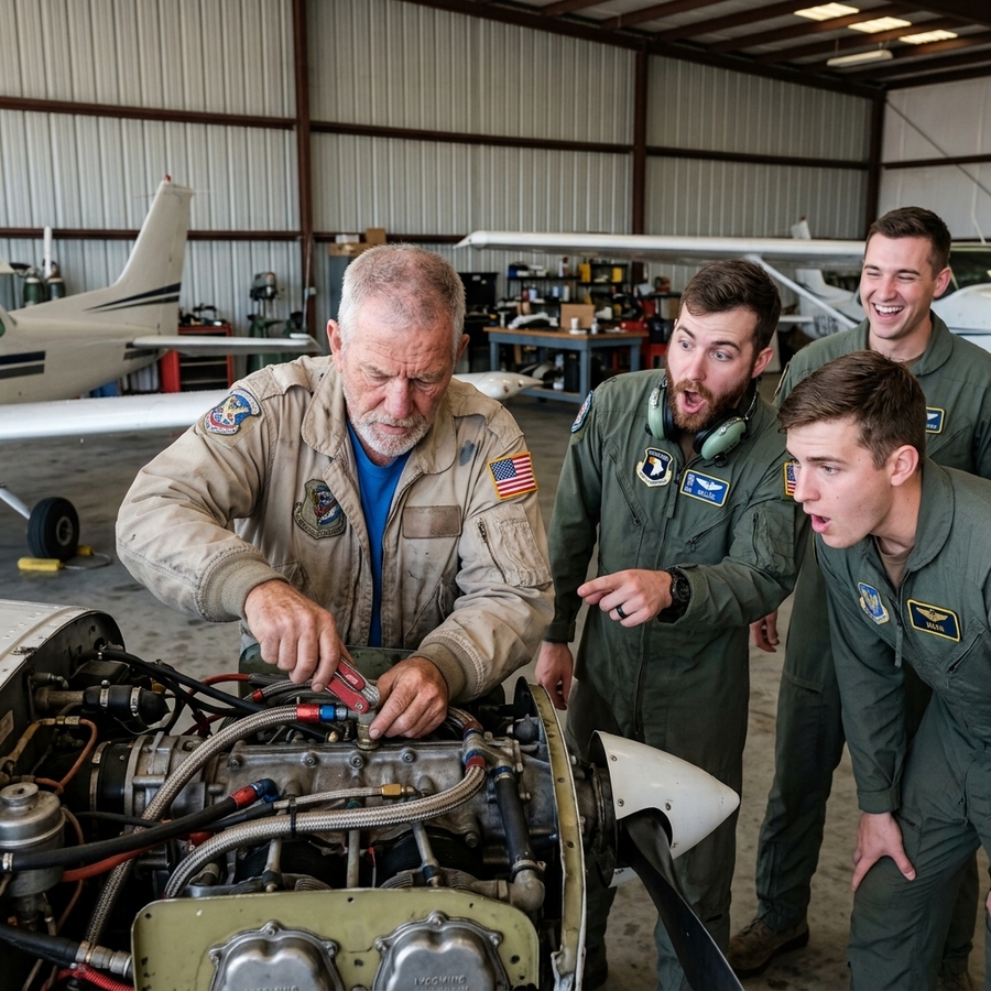 Pilots Laughed At The Old Veteran’s Rusty Swiss Army Knife — But They Froze The Moment He Fixed The Cessna Fuel Line