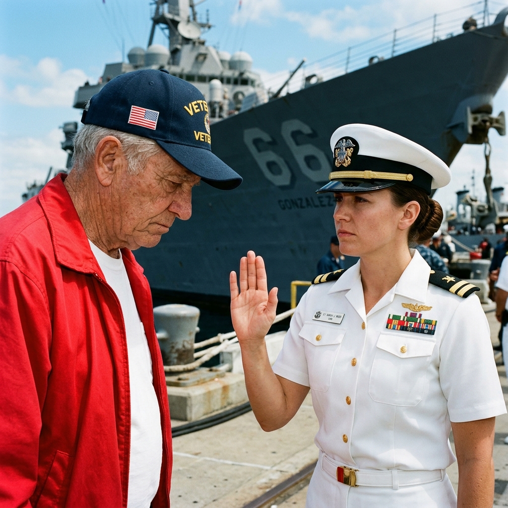 Navy Officer Orders Elderly Man to Leave the Ship — But When the Admiral Arrives, He Salutes a Classified War Hero