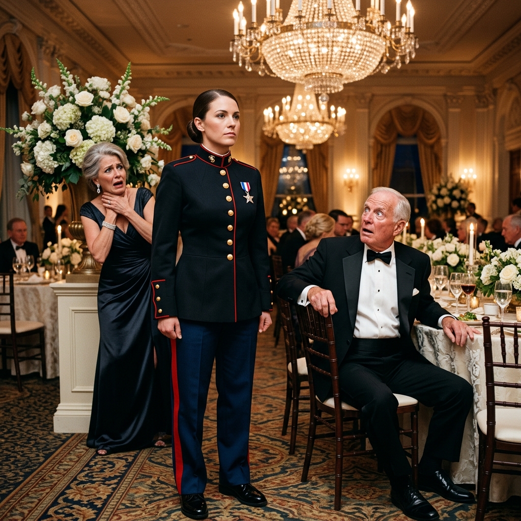 I watched my own mother send a group text to our family, ordering them to hide me by the swinging kitchen doors at my brother’s upscale wedding so my military service wouldn’t embarrass the wealthy guests. I didn’t say a word. I simply zipped up the garment bag, pinned my Silver Star to my dress blues, and walked into the grand ballroom. The room went dead silent, but the older man at the head table recognized the cold metal immediately. He pushed his heavy chair back, and the silence shattered.