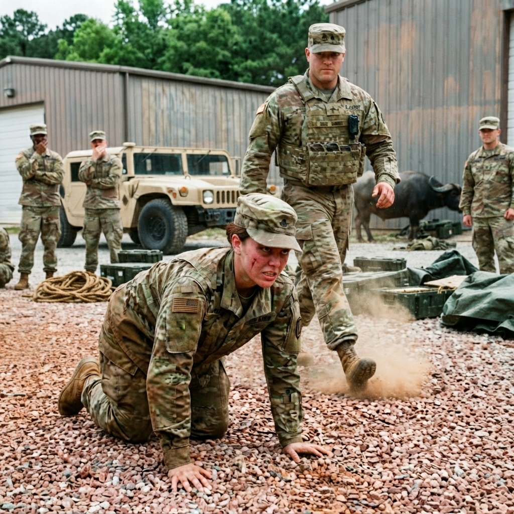 WHOLE STORY: The entire platoon watched as their captain ordered the new female soldier to crawl across sharp