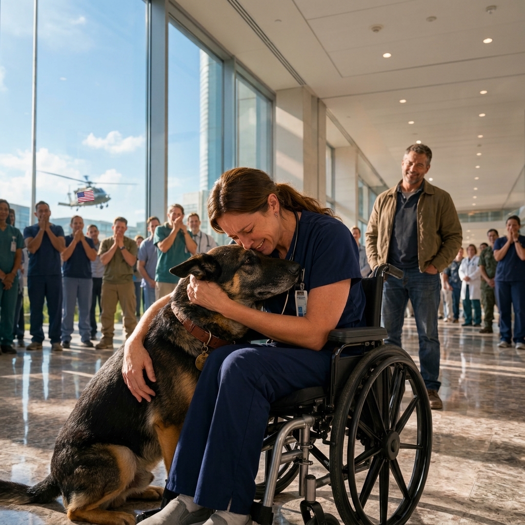 Everyone Thought the Injured Nurse Was Grieving a Lost Pet — Then the Hospital Doors Opened and a German Shepherd Walked In