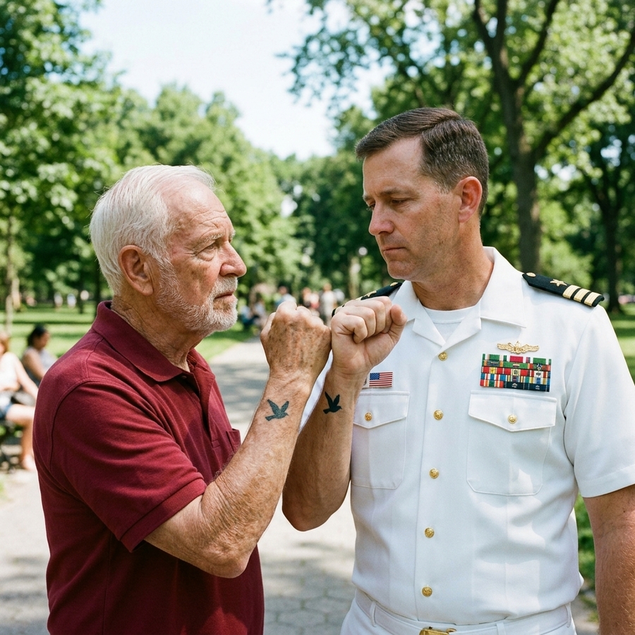 Young Marines Mocked Veteran’s Faded Tattoo as “Sick Pigeon” at a Memorial Day Ceremony — They Never Expected a Four‑Star Admiral to Salute Him