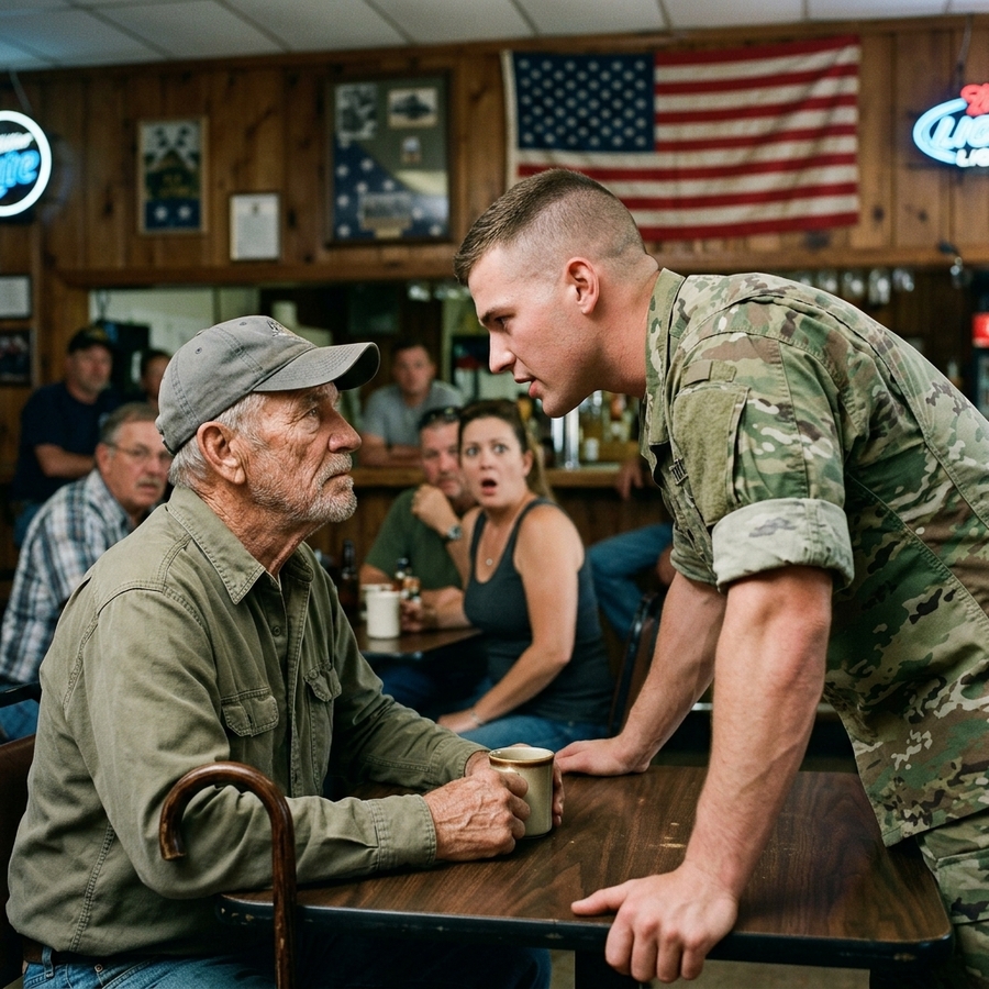 A Marine Mocked an Old Man’s Hat — But When He Asked for His Call Sign, “Iceman” Froze the Entire Bar