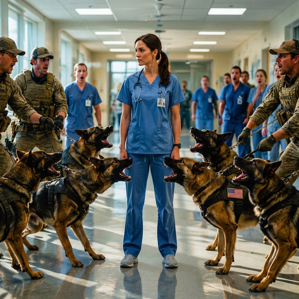 The Navy Called Her a Nurse, but When Five Elite K9s Ignored Their Handlers and Responded to One Quiet Word, the Truth About Her Secret Military Past Shocked Everyone